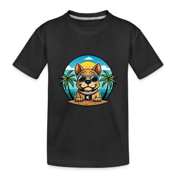 Kai Ken Dog Breed Cartoon Sunglasses Beach - Kids' Premium Organic T-Shirt - black - Front