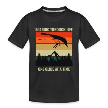 Drachenfliegen Luftsport Abenteuer Segelflug Pilot - Kinder Premium Bio T-Shirt - Schwarz - Vorne