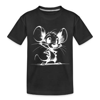 Petite souris avec de grands yeux et de grandes oreilles - T-shirt bio Premium Enfant - noir - Devant