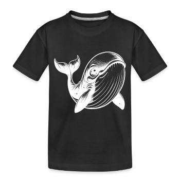 Smiling children blue whale with big eyes - Kids' Premium Organic T-Shirt - black - Front