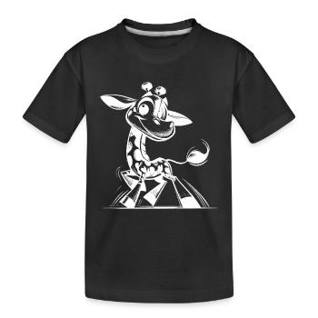 Drawing of a little cute baby giraffe - Kids' Premium Organic T-Shirt - black - Front