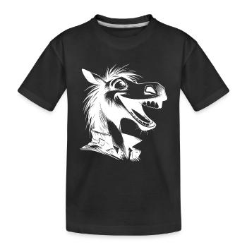 Cheval qui rit Caricature Croquis au crayon - T-shirt bio Premium Enfant - noir - Devant