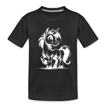 Croquis au crayon de licorne souriante magique - T-shirt bio Premium Enfant - noir - Devant