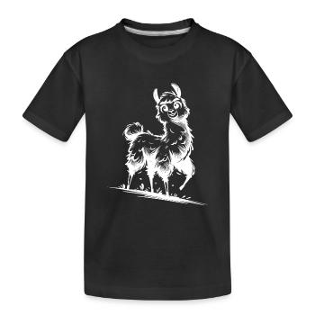 Niedliches Lama Kinder Kuschel Style - Kinder Premium Bio T-Shirt - Schwarz - Vorne