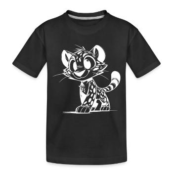 Kleiner Leopard mit Flecken und großen Augen - Kinder Premium Bio T-Shirt - Schwarz - Vorne