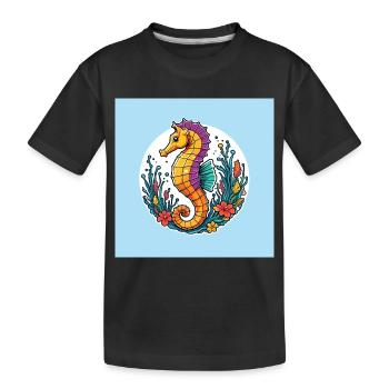 Hübsches dekoratives Seepferdchen - Kinder Premium Bio T-Shirt - Schwarz - Vorne