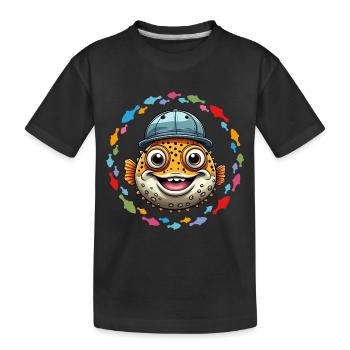 Poisson-globe cool avec casquette de baseball - T-shirt bio Premium Enfant - noir - Devant