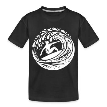 Surfeur professionnel surfant dans un tunnel à vagues - T-shirt bio Premium Enfant - noir - Devant