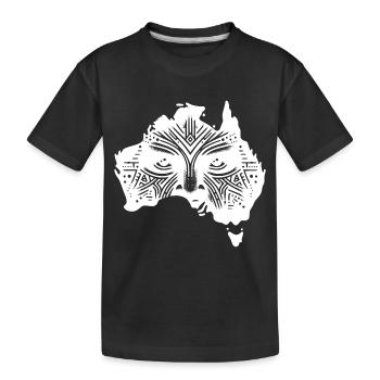 Australischer Kontinent mit Gesicht und Augen - Kinder Premium Bio T-Shirt - Schwarz - Vorne