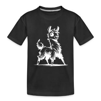 Freundlich neugieriges Lama Bleistift Skizze Style - Kinder Premium Bio T-Shirt - Schwarz - Vorne