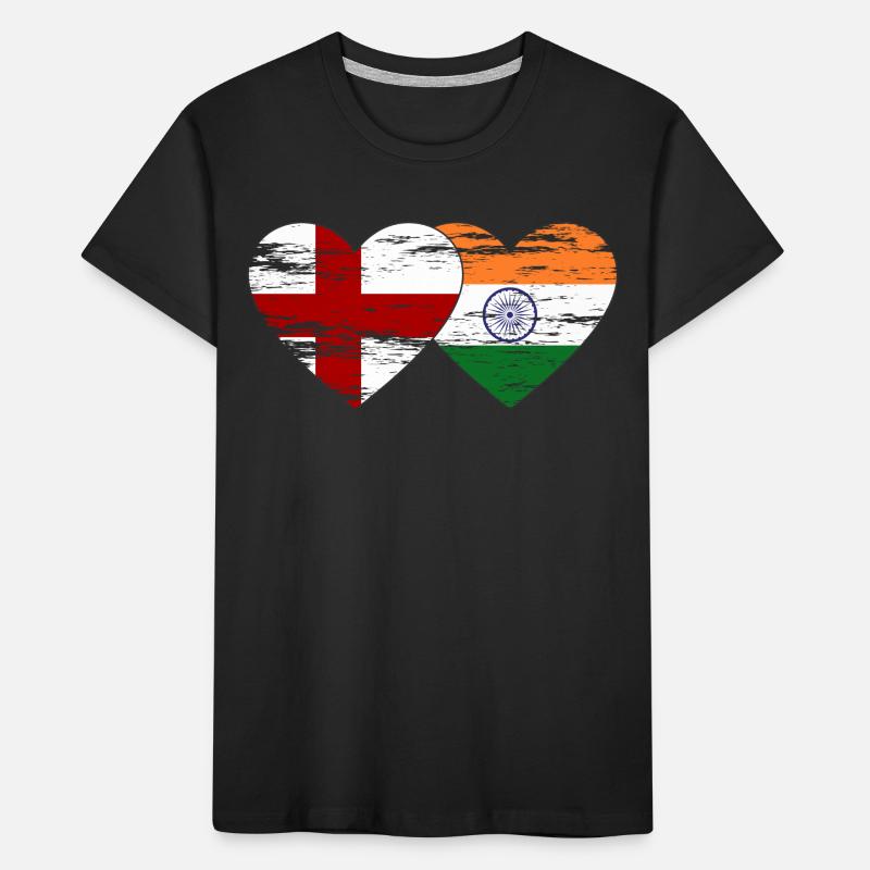 Drapeau de l’Angleterre et de l’Inde utilisé T-shirt bio Premium Enfant