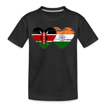 Kenya Inde Drapeau Coeur Utilisé - T-shirt bio Premium Enfant - noir - Devant