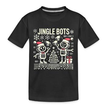 Jingle Bots - Weihnachtsroboter mit Binärcode - Kinder Premium Bio T-Shirt - Schwarz - Vorne