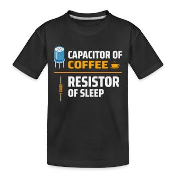 Électricien : Condensateur de café, résistance de veille - T-shirt bio Premium Enfant - noir - Devant