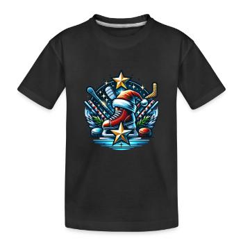 EishockeySpieler Winter - Kinder Premium Bio T-Shirt - Schwarz - Vorne