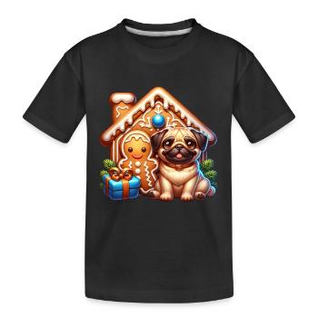 Mops Lebkuchen - Kinder Premium Bio T-Shirt - Schwarz - Vorne