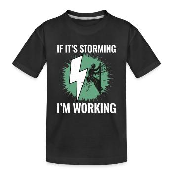 Lineman Storm Work Brave Dedicated Hero - Kids' Premium Organic T-Shirt - black - Front