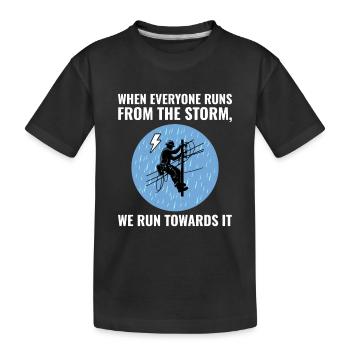 Lineman Storm Brave Dediziertes Helden-Stromnetz - Kinder Premium Bio T-Shirt - Schwarz - Vorne