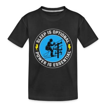 Lineman Power Essential Sleep Optional Dedication - Kids' Premium Organic T-Shirt - black - Front