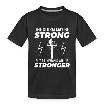 Le monteur de lignes Strong Storm alimentera le héros du réseau - T-shirt bio Premium Enfant - noir - Devant