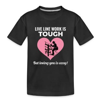Lineman Valentinstag Live Line Work Liebe Romantik - Kinder Premium Bio T-Shirt - Schwarz - Vorne