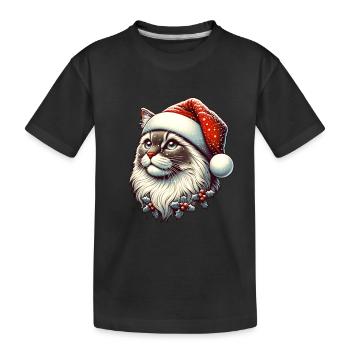 Snowfall Cat Christmas Christmas Hat - Kids' Premium Organic T-Shirt - black - Front