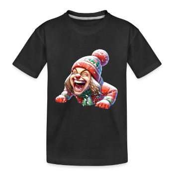 Snow Snowball Fight Christmas Funny Comic - Kids' Premium Organic T-Shirt - black - Front