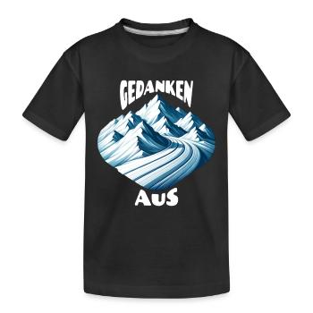 Gedanken Aus Skipiste lustiger Ski Spruch - Kinder Premium Bio T-Shirt - Schwarz - Vorne