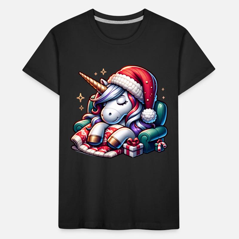 Weihnachts-Einhorn Kinder Premium Bio T-Shirt