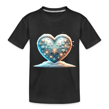 Coeur Noël flocon de neige paillettes hiver - T-shirt bio Premium Enfant - noir - Devant