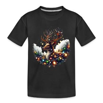 Wundervolles Rentier Winter Schneebälle Lichter - Kinder Premium Bio T-Shirt - Schwarz - Vorne