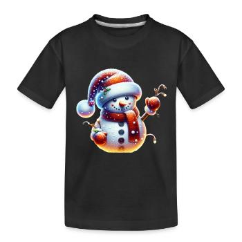 bonhomme de neige drôle fée lumières boules de neige - T-shirt bio Premium Enfant - noir - Devant