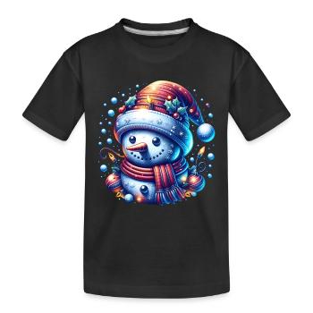 bonhomme de neige fée lumières neige noël - T-shirt bio Premium Enfant - noir - Devant