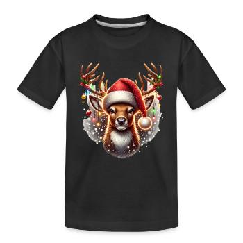 Rentier Nikolaus - Kinder Premium Bio T-Shirt - Schwarz - Vorne