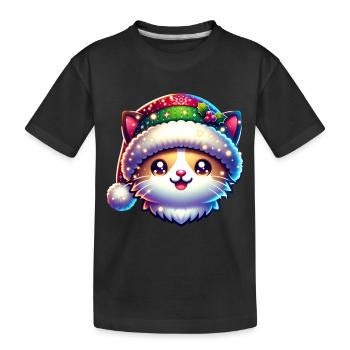 Süße Katze Christmas Xmas Weihnachten - Kinder Premium Bio T-Shirt - Schwarz - Vorne