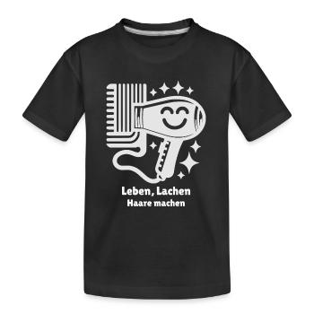 Leben Lachen Haare machen witziger Friseur Spruch - Kinder Premium Bio T-Shirt - Schwarz - Vorne