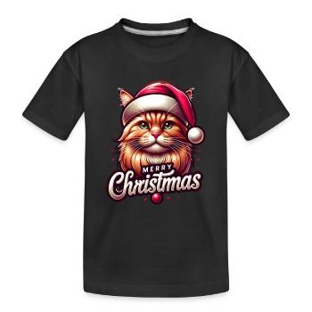 Merry Christmas Cat Christmas Xmas - Kids' Premium Organic T-Shirt - black - Front