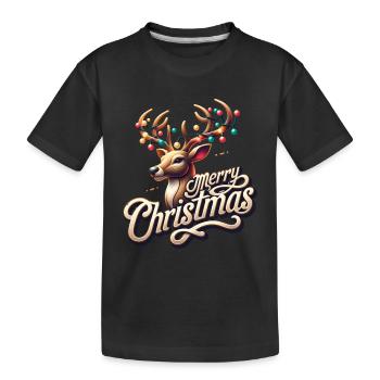 Merry Christmas Reindeer Xmas - Kids' Premium Organic T-Shirt - black - Front