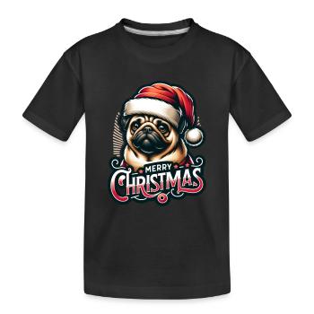 Merry Christmas Pug Christmas Xmas - Kids' Premium Organic T-Shirt - black - Front