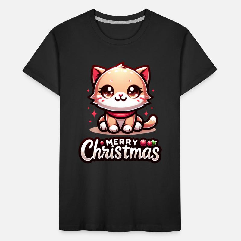 Chat mignon Joyeux Noël Noël T-shirt bio Premium Enfant