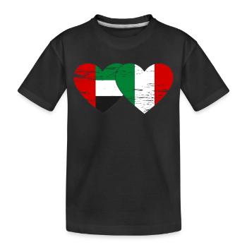 Vereinigte Arabische Emirate Italien Flagge Herz - Kinder Premium Bio T-Shirt - Schwarz - Vorne