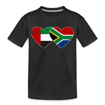 Vereinigte Arabische Emirate Südafrika Flagge Herz - Kinder Premium Bio T-Shirt - Schwarz - Vorne