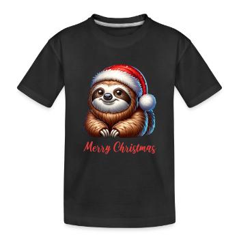 Merry Christmas Sloth Christmas Xmas - Kids' Premium Organic T-Shirt - black - Front
