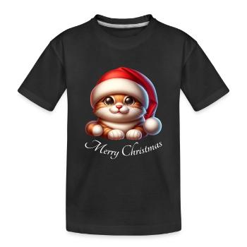 Christmas Cat Merry Christmas Xmas - Kids' Premium Organic T-Shirt - black - Front