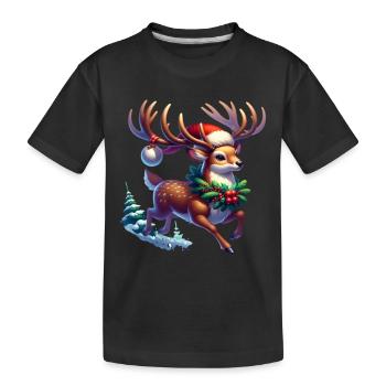 Weihnachts Rentier Geweih Xmas Comic - Kinder Premium Bio T-Shirt - Schwarz - Vorne