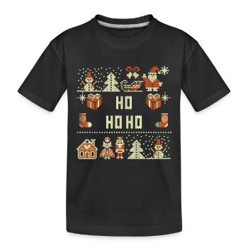 Ho Ho Ho Weihnachten Weihnachtsschlitten - Kinder Premium Bio T-Shirt - Schwarz - Vorne