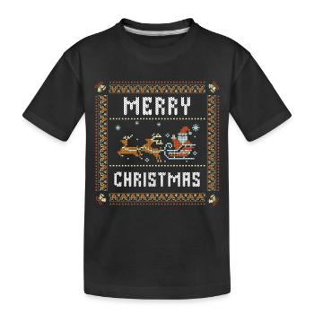 Merry Christmas Ugly Christmas Weihnachtsspruch - Kinder Premium Bio T-Shirt - Schwarz - Vorne