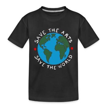 Save the Arts Save the World Earth Environmental Activist - Kids' Premium Organic T-Shirt - black - Front
