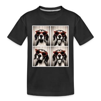 Photobooth Beagle avec lunettes de soleil rouges - T-shirt bio Premium Enfant - noir - Devant
