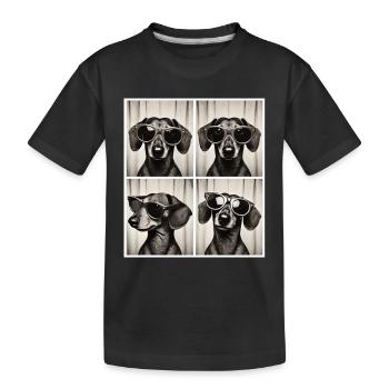 Boîte photo teckel avec lunettes de soleil - T-shirt bio Premium Enfant - noir - Devant